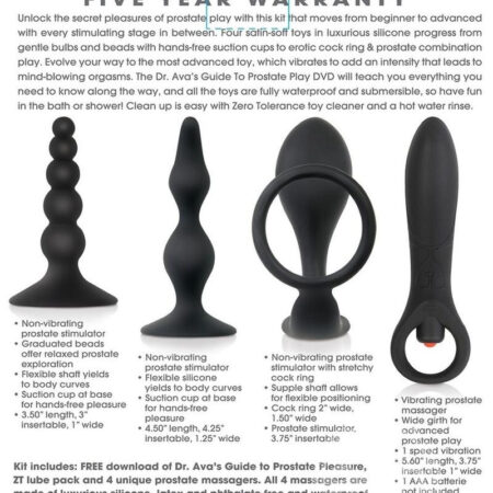 Zero Tolerance Intro to Prostate Silicone with Movie and Lube (4 piece kit) - Black