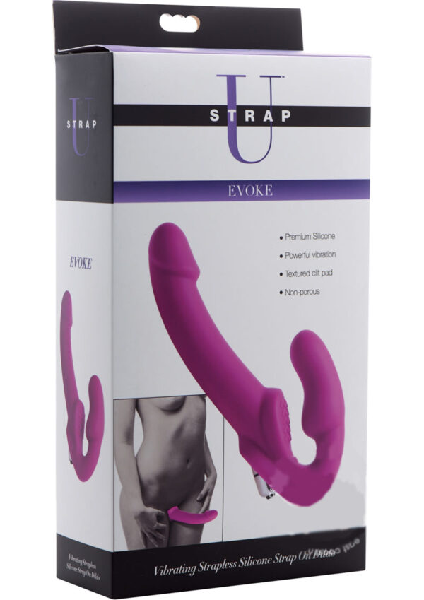 Strap U Evoke Vibrating Silicone Strapless Strap On - Pink