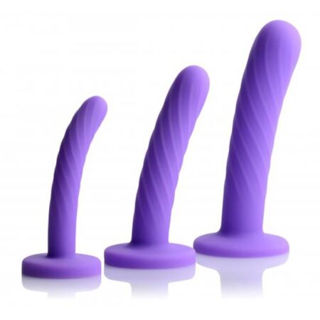 Strap U Tri-Play 3 Piece Silicone Dildo Set - Purple