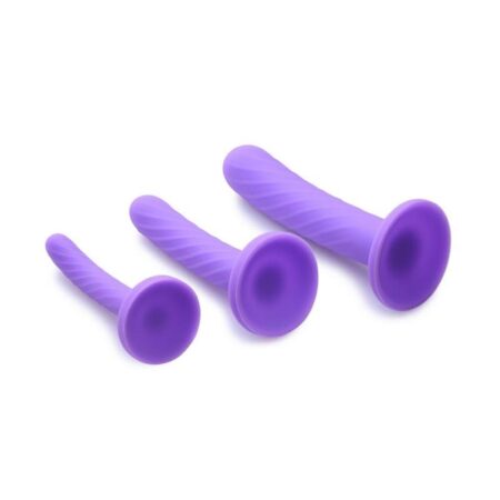 Strap U Tri-Play 3 Piece Silicone Dildo Set - Purple