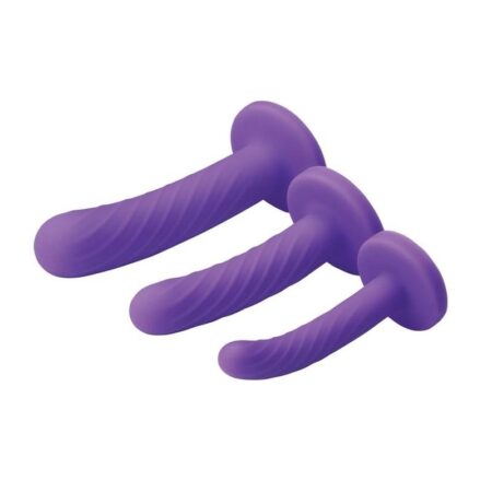 Strap U Tri-Play 3 Piece Silicone Dildo Set - Purple