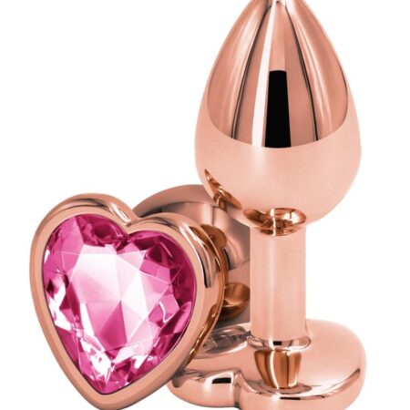 Rear Assets Rose Gold Heart Anal Plug - Small - Pink