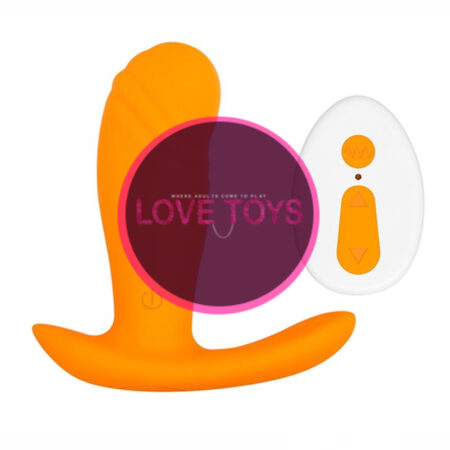 Creamsicle Silicone Rechargeable Wearable Vibrator with Remote Control - Orange/White