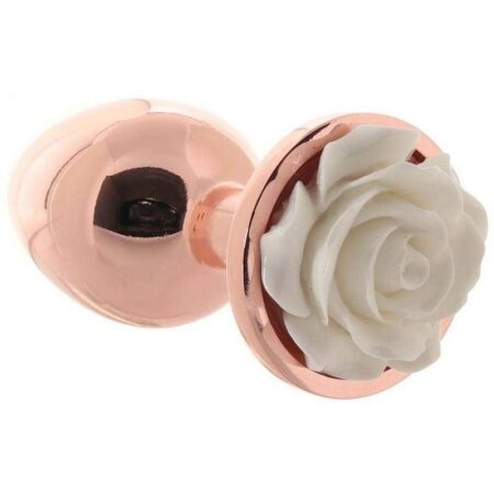 Rear Assets Rose Aluminum Anal Plug - Small - White/Rose Gold