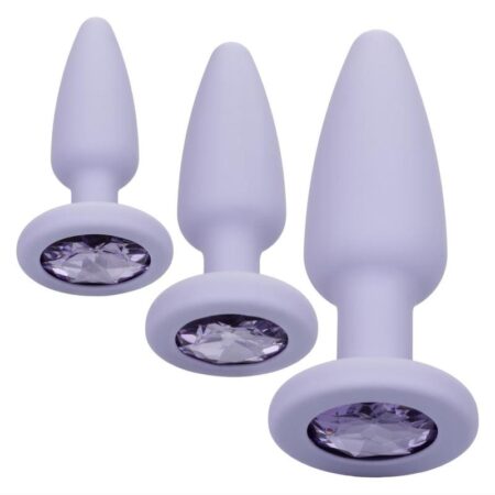 First Time Crystal Booty Kit Silicone Butt Plugs (3 piece) - Purple