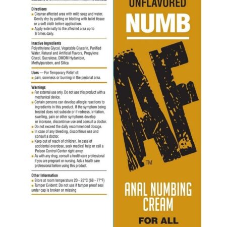 Numb AF Anal Numbing Cream 1.5oz - Unflavored