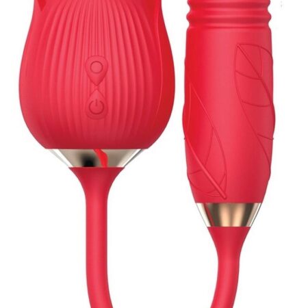 Wild Rose & Thruster Rechargeable Silicone Clitoral Stimulator with Suction - Red