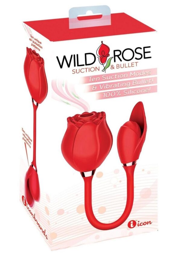 Wild Rose & Bullet Rechargeable Silicone Clitoral Stimulator with Suction - Red