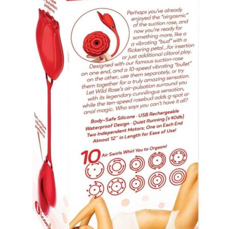 Wild Rose & Bullet Rechargeable Silicone Clitoral Stimulator with Suction - Red