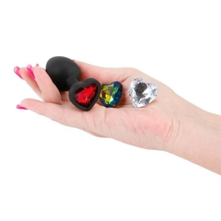 Glams Xchange Heart Silicone Anal Plug - Small - Black