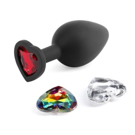 Glams Xchange Heart Silicone Anal Plug - Medium - Black