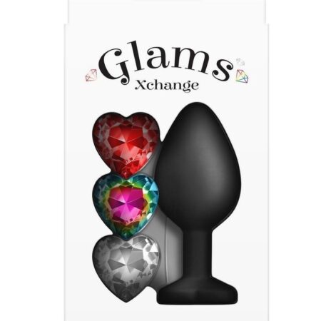 Glams Xchange Heart Silicone Anal Plug - Medium - Black