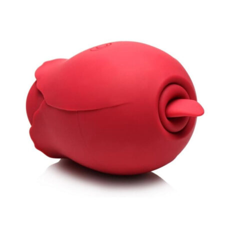 Bloomgasm Double Tease Rose 10X Rechargeable Silicone Sucking & Licking Stimulator - Red