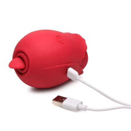 Bloomgasm Double Tease Rose 10X Rechargeable Silicone Sucking & Licking Stimulator - Red