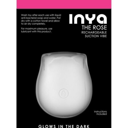 Inya The Rose Silicone Rechargeable Glow in the Dark Clitoral Stimulator - White