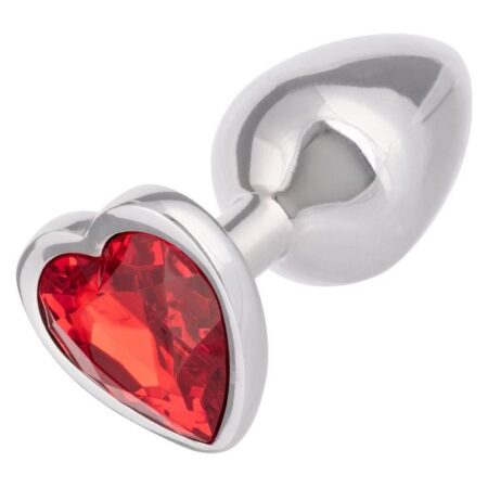 Jewel Ruby Heart Aluminum Anal Plug - Small - Red