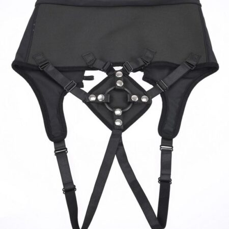 High Waisted Corset Strap-On - Black