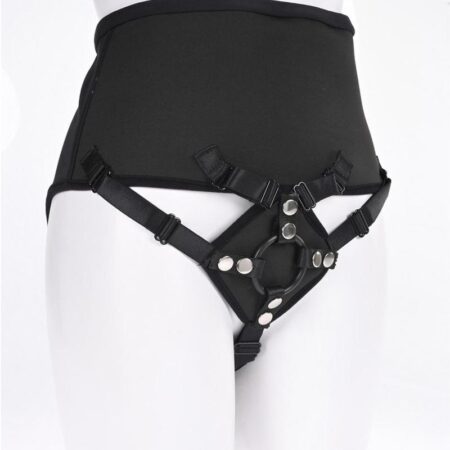 High Waisted Corset Strap-On - Black