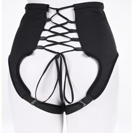 High Waisted Corset Strap-On - Black