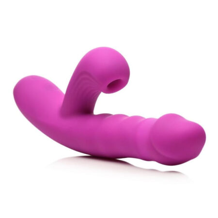 Bang! Thrusting & Sucking Rechargeable Silicone Rabbit Vibrator - Purple