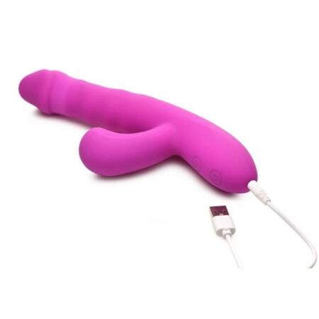 Bang! Thrusting & Sucking Rechargeable Silicone Rabbit Vibrator - Purple