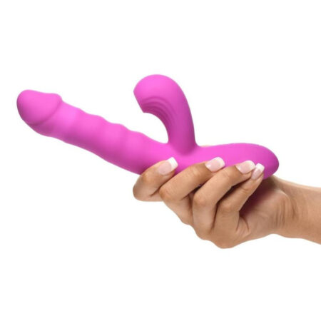 Bang! Thrusting & Sucking Rechargeable Silicone Rabbit Vibrator - Purple